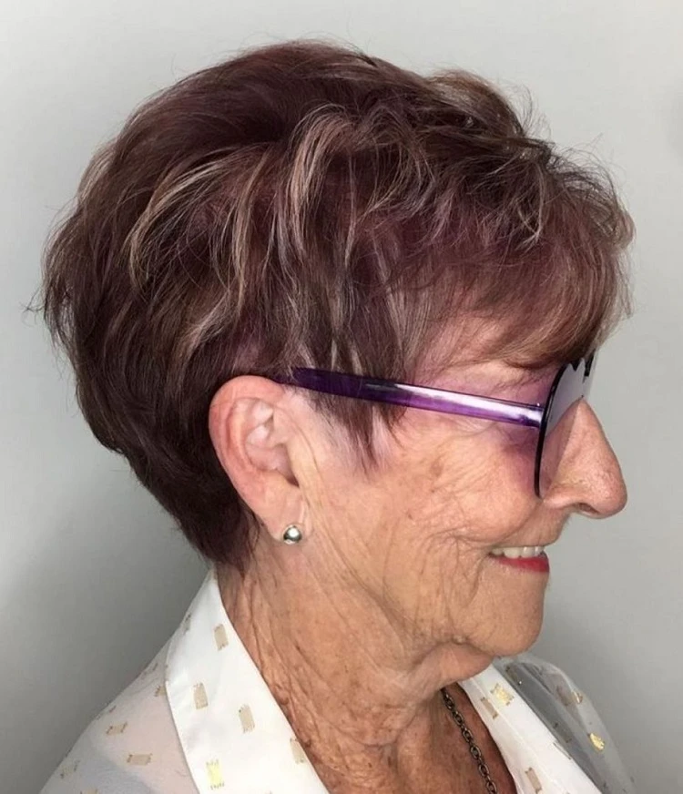 edgy short haircuts for older ladies with glasses