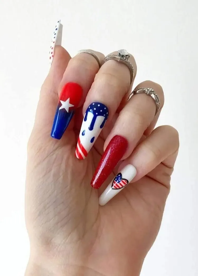 fourth of july nails 2023 fourth of july long nails