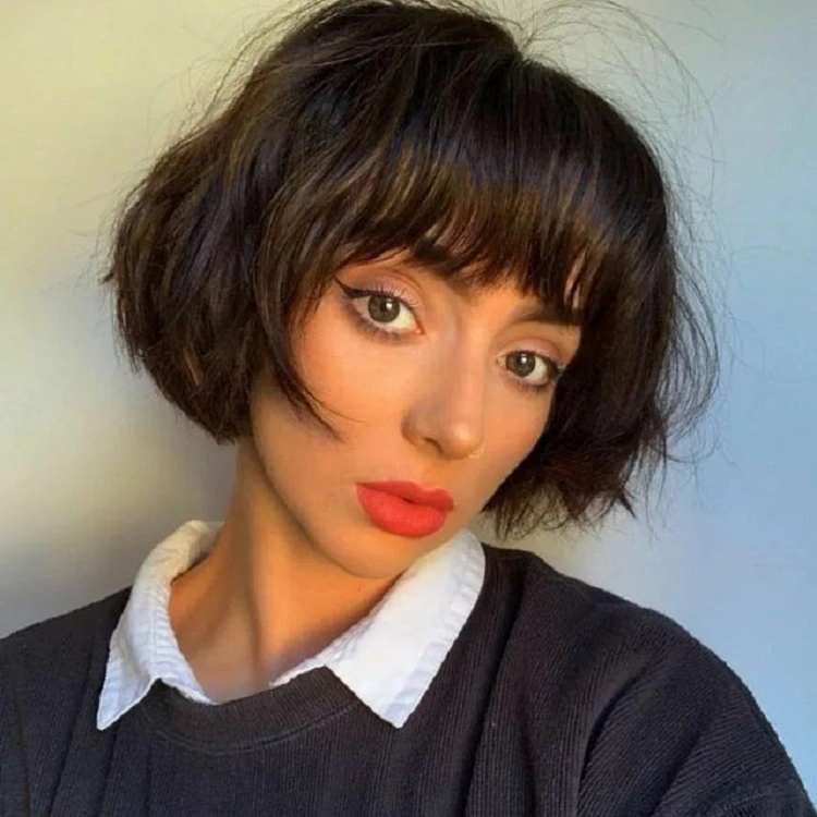 french bob haircut with bangs for women 2023