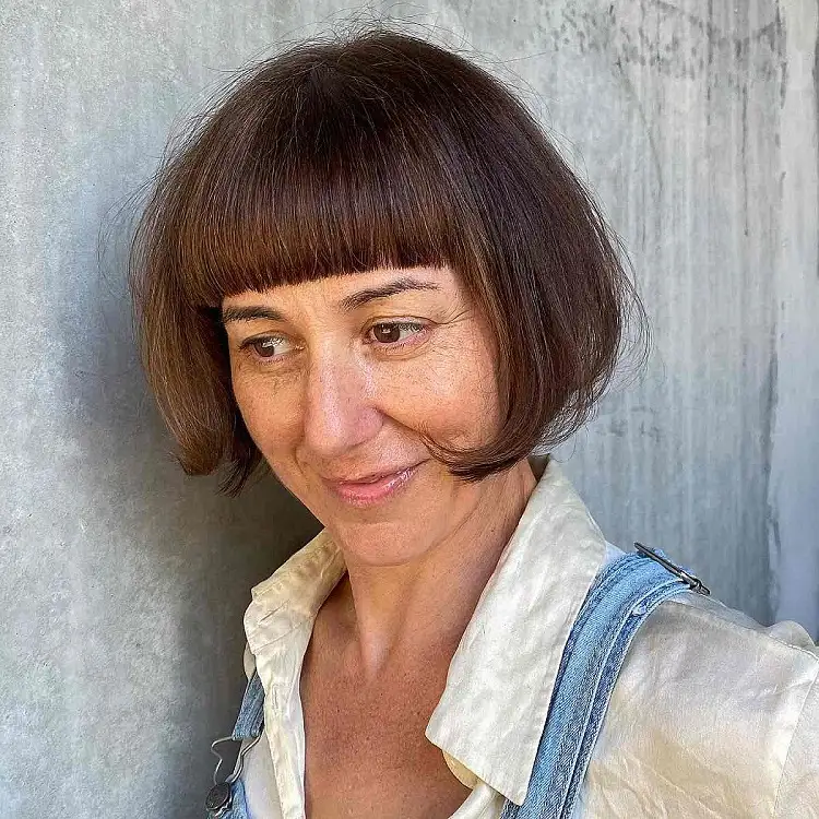 french bob with bangs for women over 50 hairstyle trends 2023