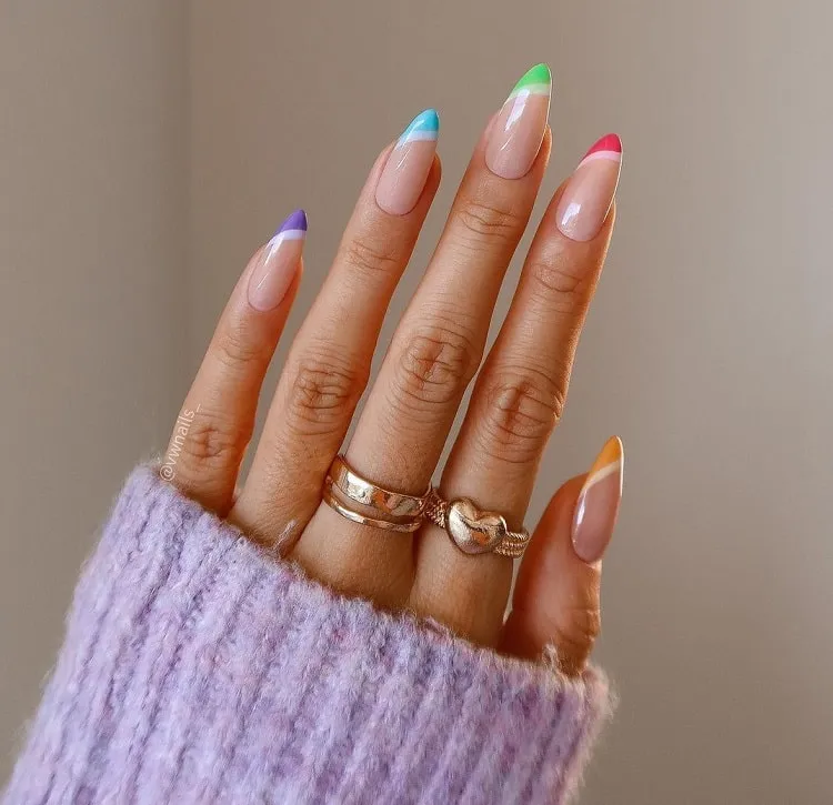 french tips pride nails