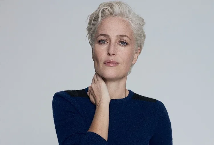 gillian anderson textured boyish pixie grey hair women over 60 rejuvenating hairstyles 2023