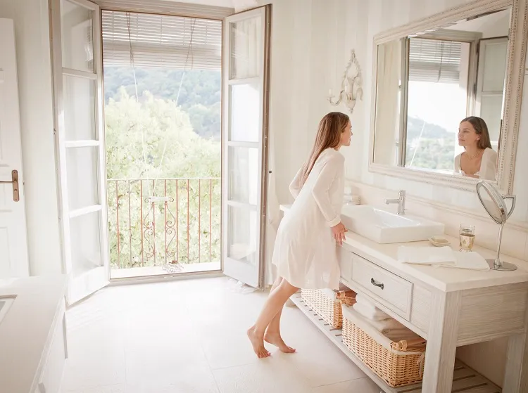 how to refresh an old bathroom change the colors with neutral and light tones