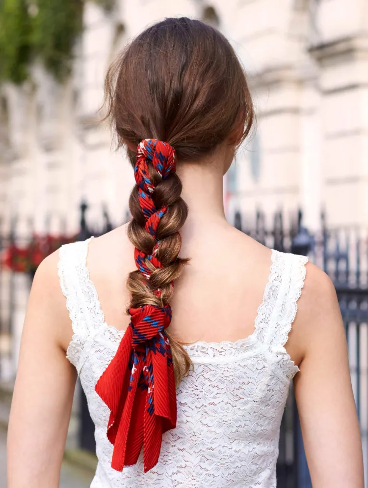 incorporate a scarf into a braid