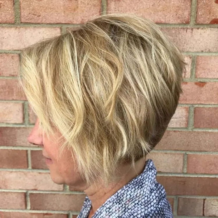inverted bob hairstyles for wolder women honey blonde with layers