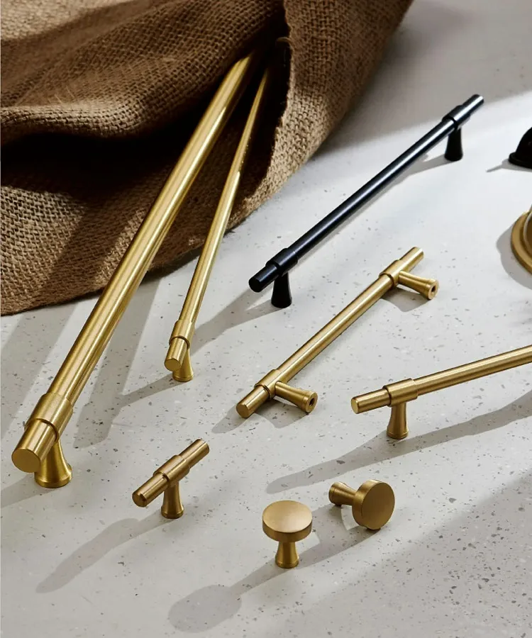 kitchen cabinet hardware brass copper stainless steel handles elevate budget ikea kitchen