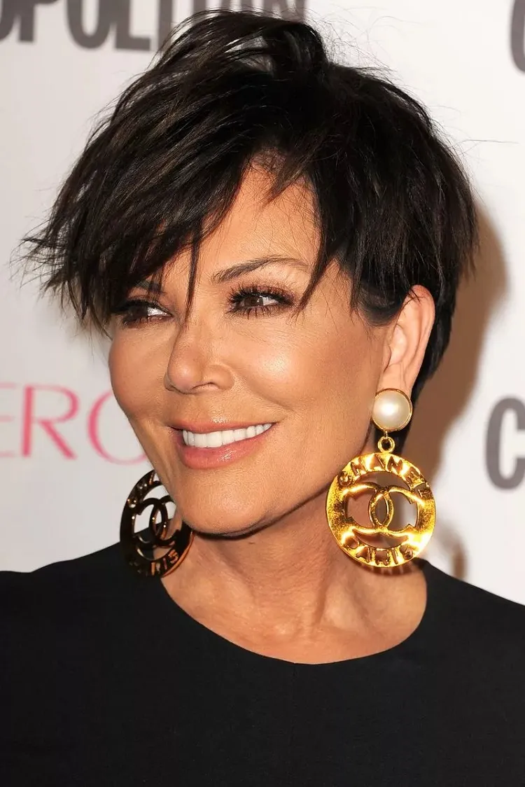 kris jenner layered long pixie cut women over 50 trendy edgy short hairstyle