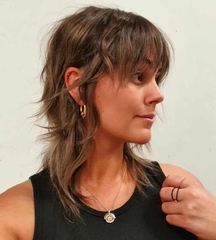 layered wolf cut with bangs for short hair trends 2023