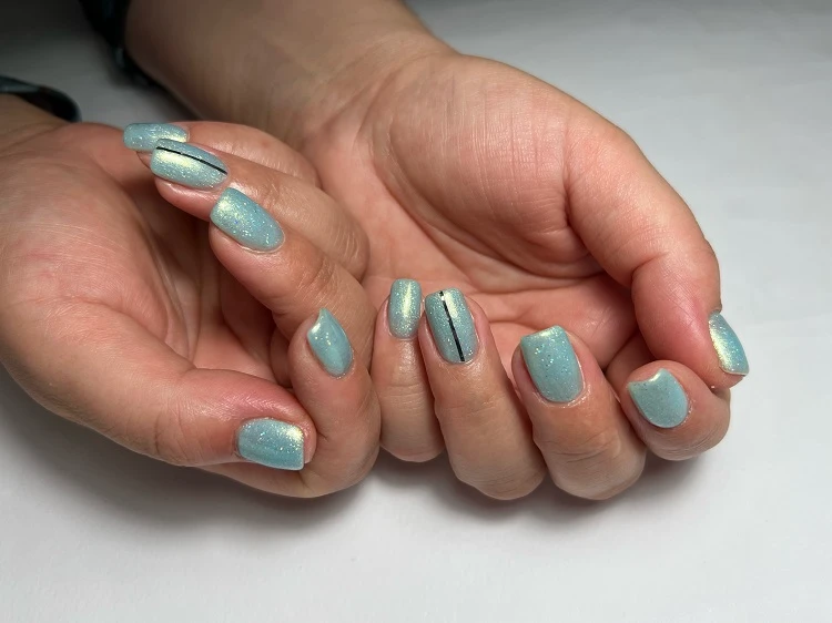 light blue chrome nails mermaid manicure