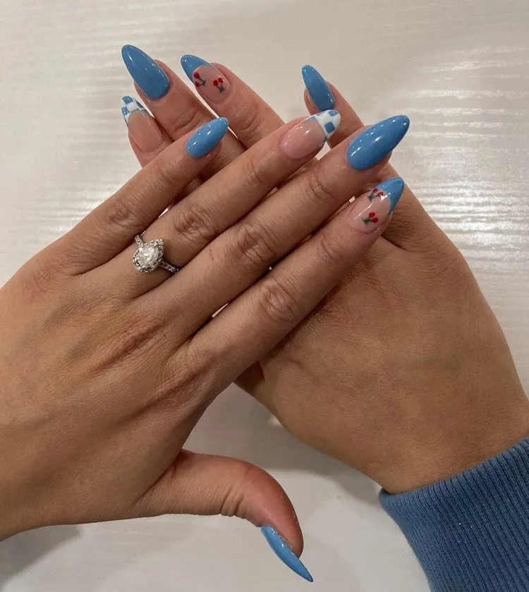 light blue manicure