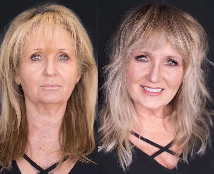 long wolf cut for women over 50 with fine hair