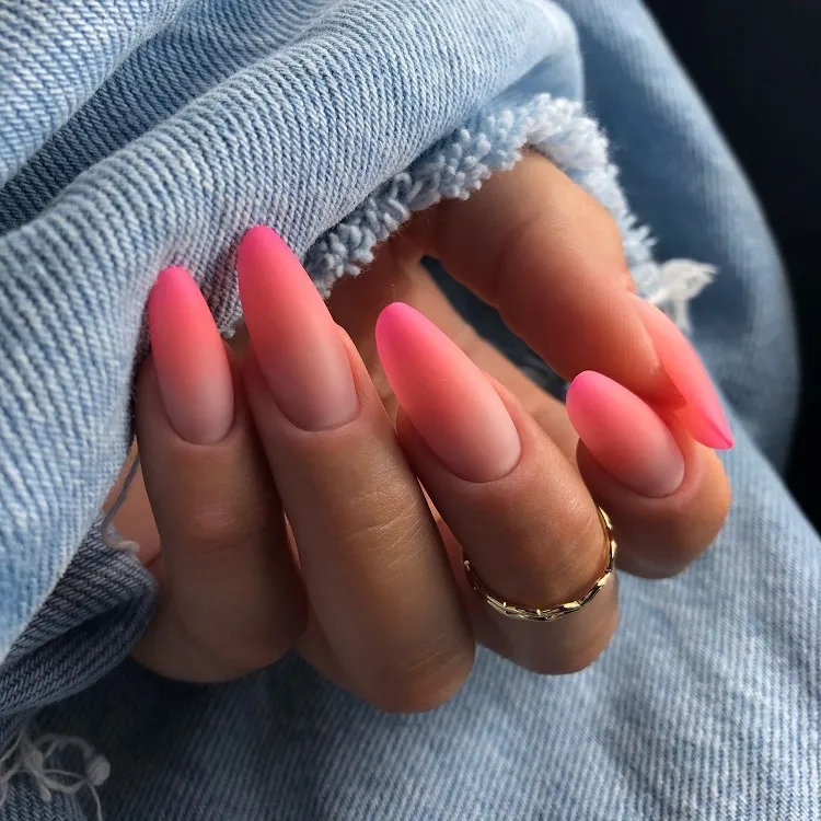 matte pink ombre summer acrylic nails ideas 2023