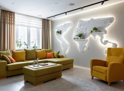 modern drawing room interior design include some art elements