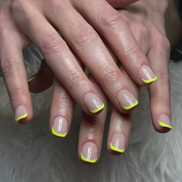 neon short french tip nails