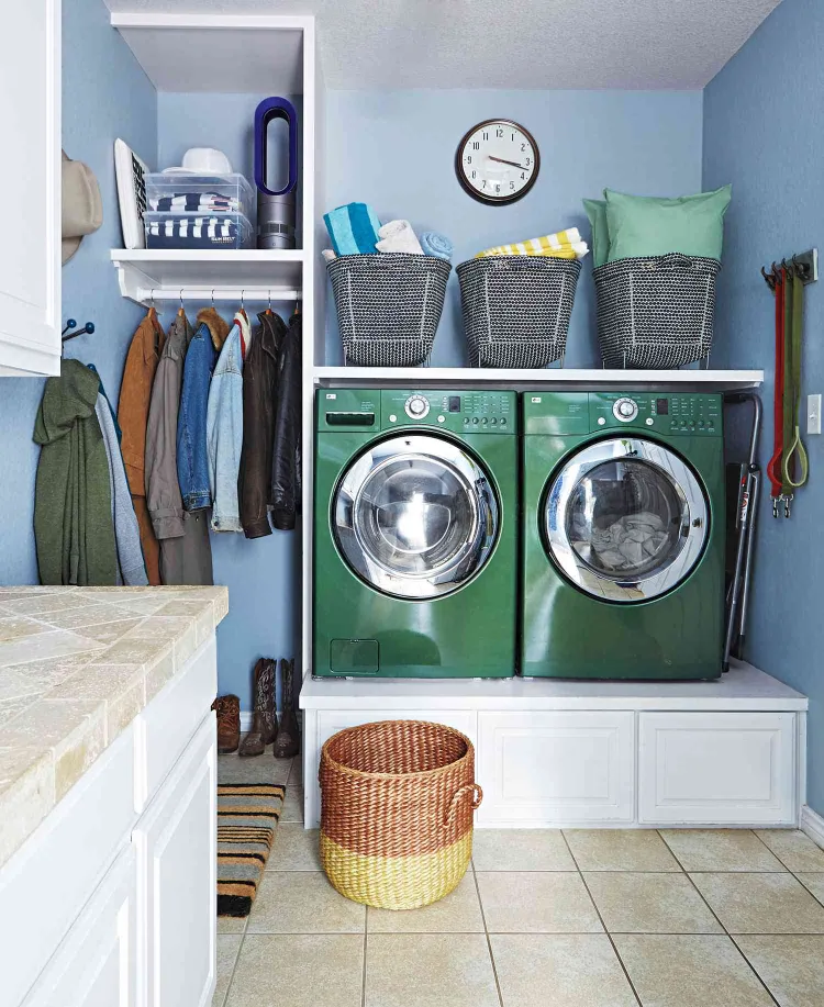 organizing ideas for small laundry rooms it provides more space for your bathroom or kitchen true if you have a big family and there are many clothes to wash and dry on a daily basis