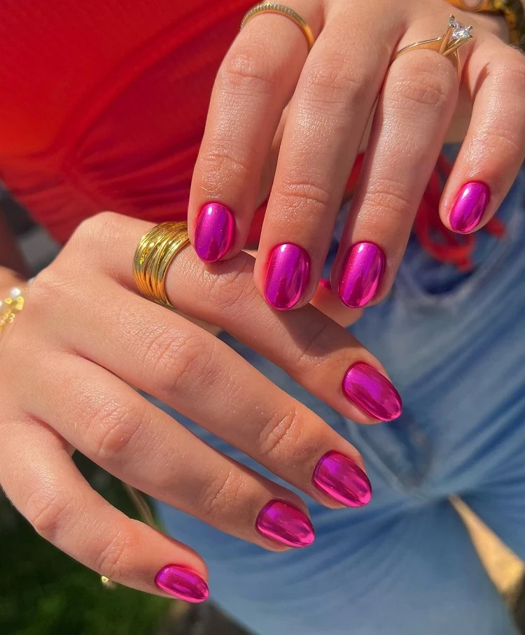 pink chrome nails 2023 summer manicure trends