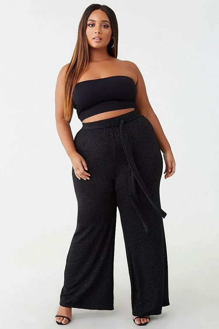 plus size wide leg pants with crop top