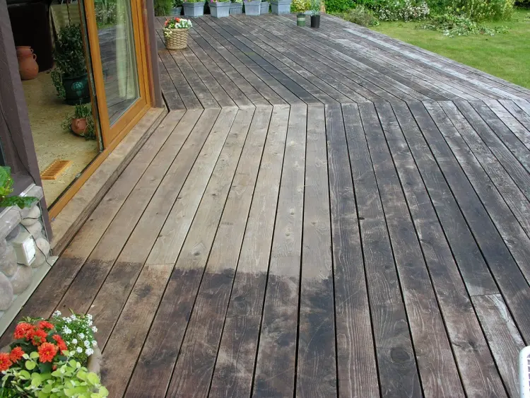 remove black stains from wood deck mold stains