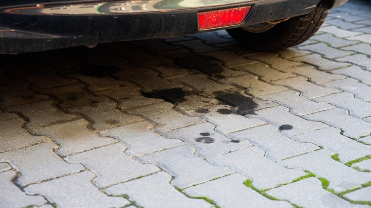 remove grease and oil stains from concrete cover with baking soda to absorb