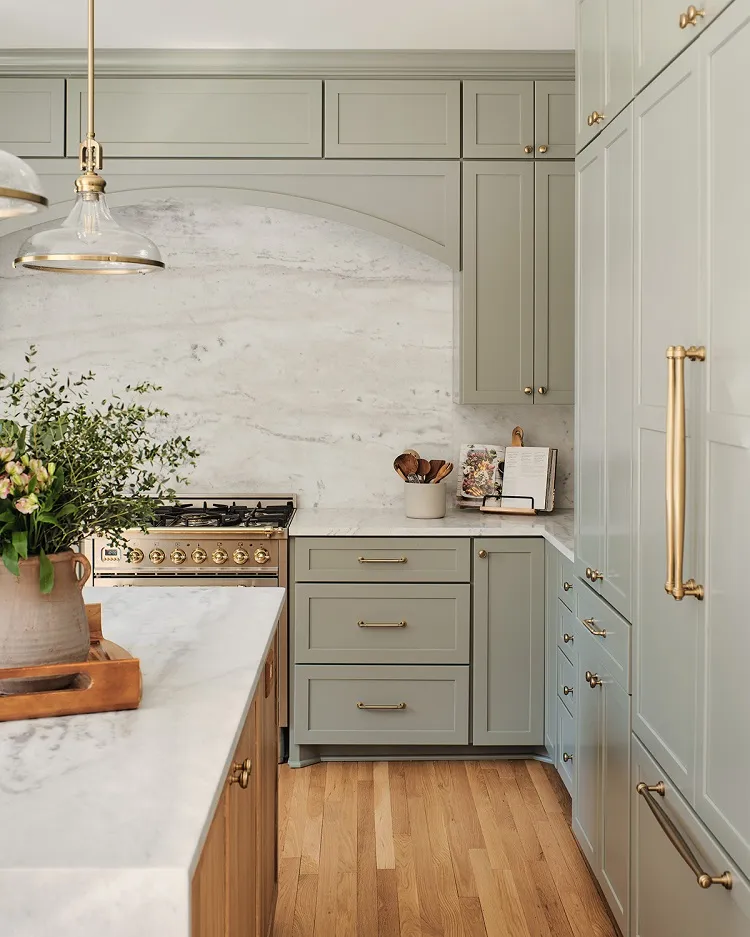 sage green kitchen cabinets brass hardware diy tips tricks cupboards makeover