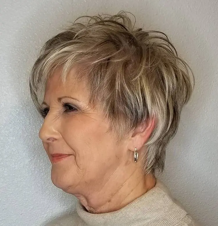 short hairstyles for older women with thin hair shaggy pixie cut