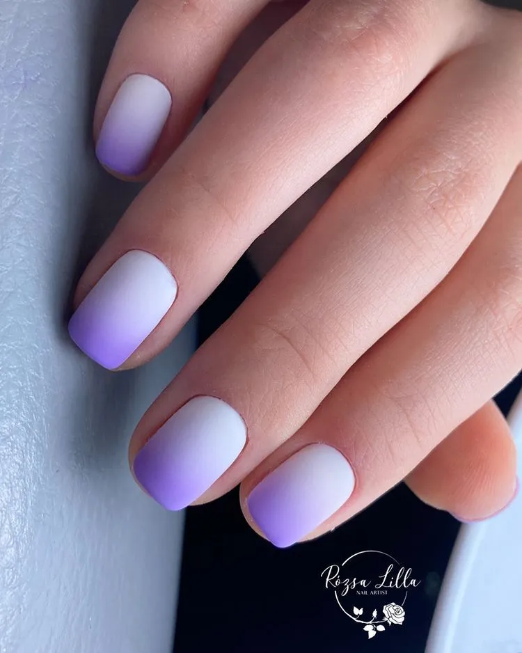 short matte purple ombre nails