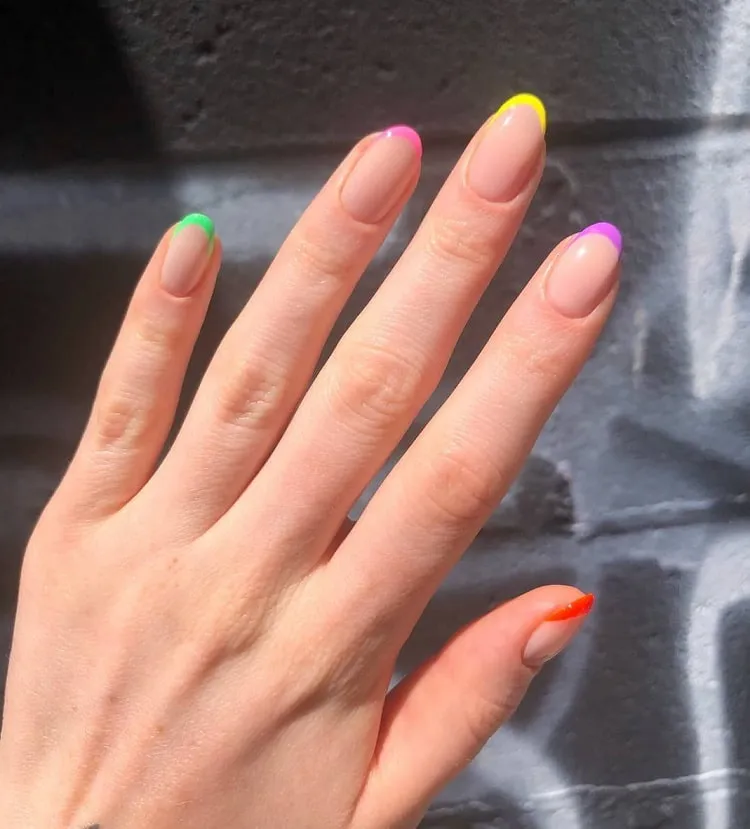 short pride french tips nails