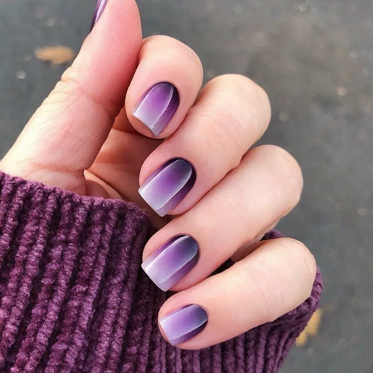 short purple ombre nails