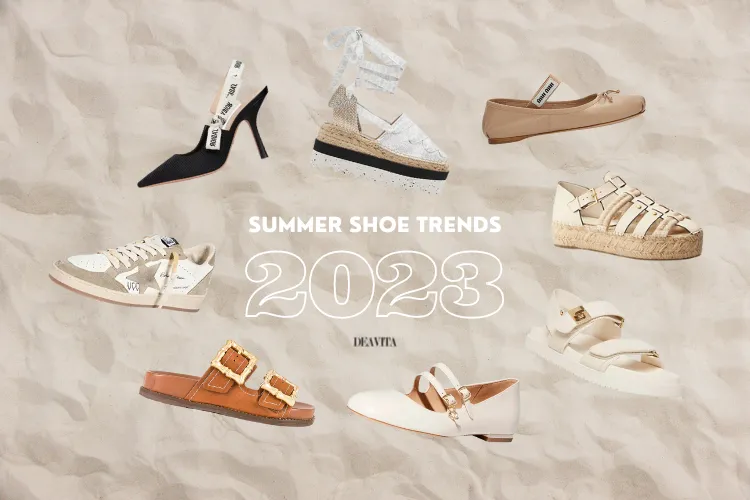 summer shoes trends 2023 platforms slingbacks ballet flats marry janes espadrilles cage sandals elevated thong sporty sneakers