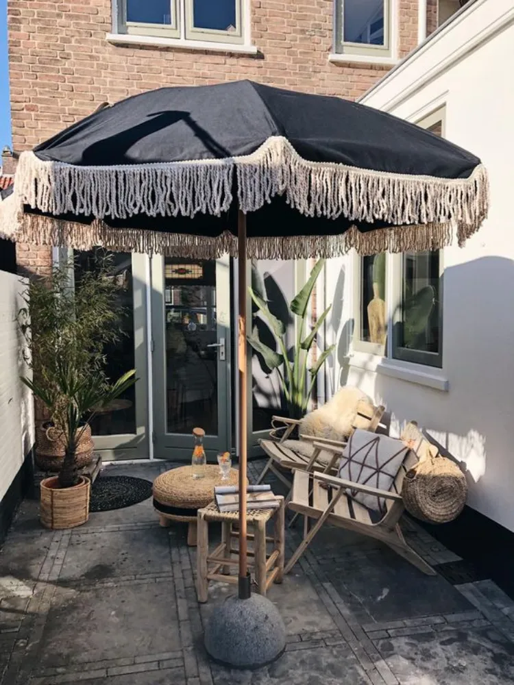 textile umbrella ibiza style garden furniture decoration ideas summer 2023 small backyard decor