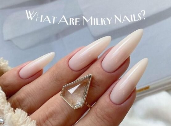 what are milky nails almond long shape manicure