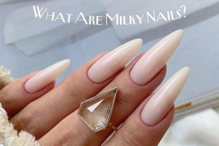 what are milky nails almond long shape manicure