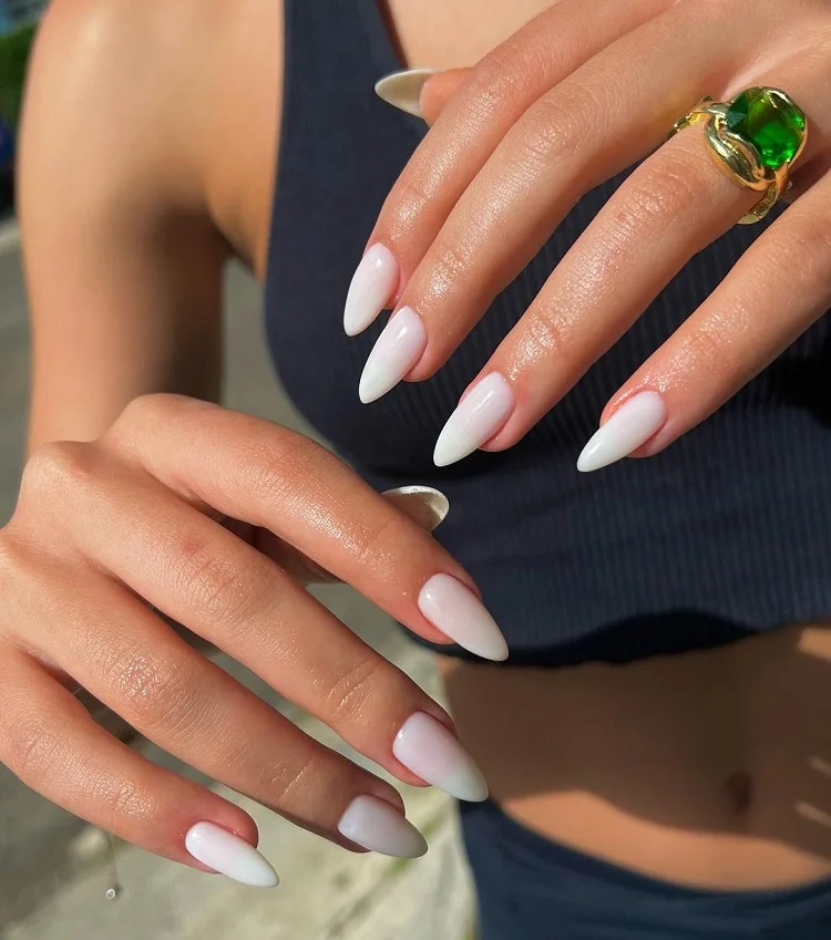 what is a milky white nail polish designs summer trends 2023 almond shape