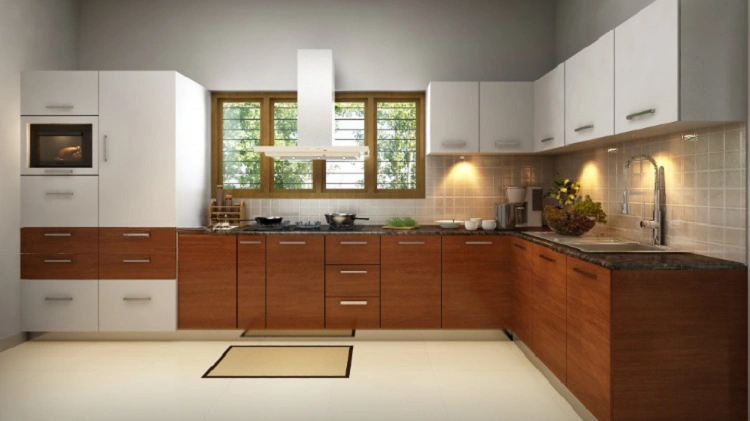 white and wood frameless kitchen cabinets 2023