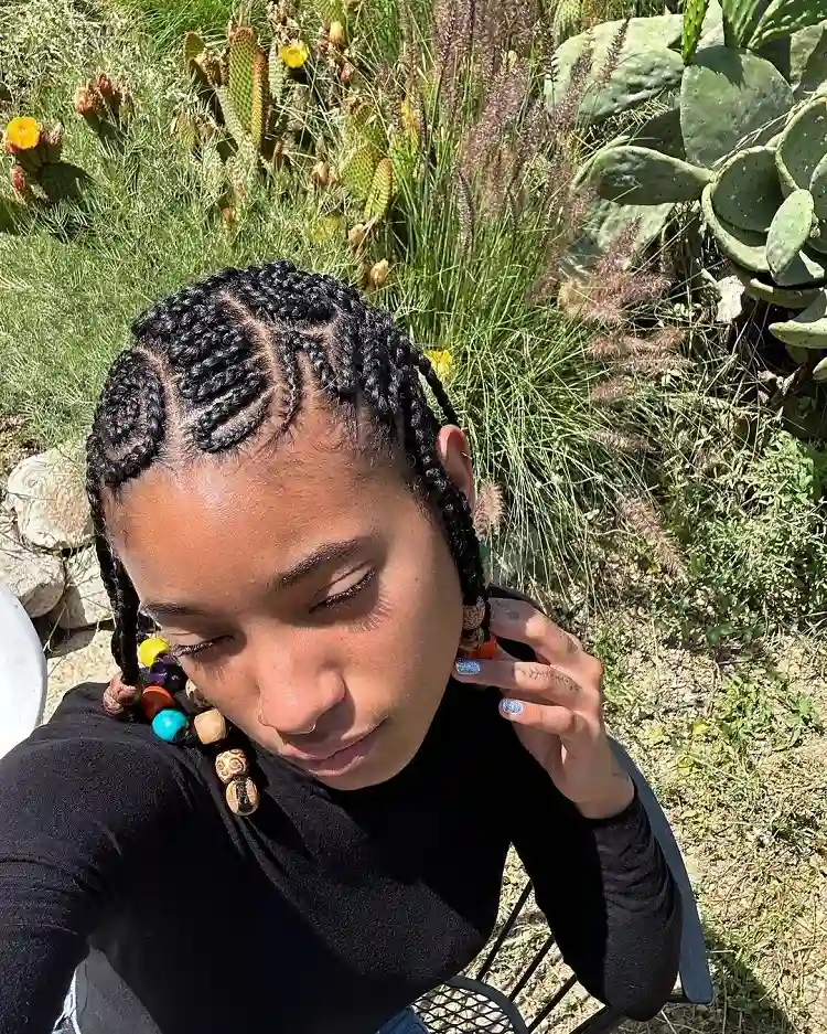 willow smith beaded cornrows braids 2023 summer hairstyle inspo 2023