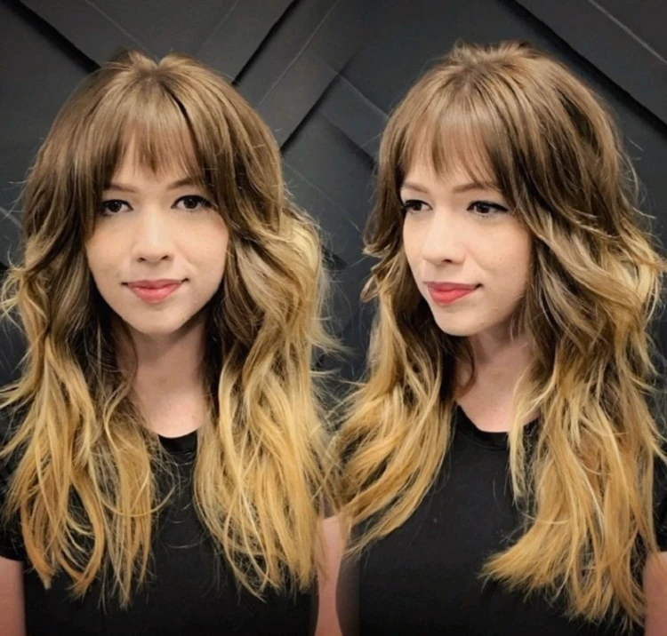 wolf haircut for long hair with wispy bangs and layers
