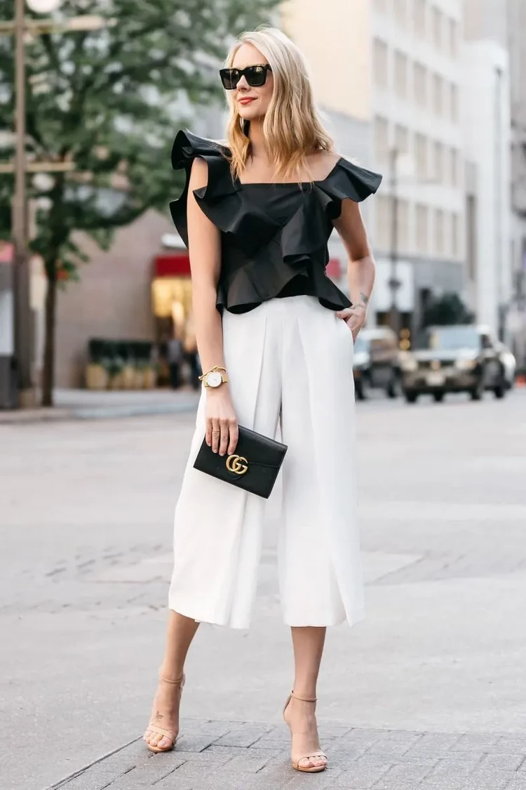 classic black and white outfit combo