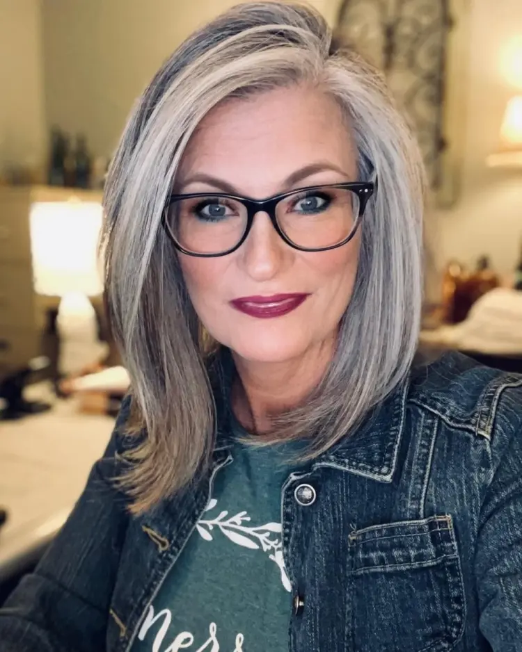 gray balayage for women over 60 to hide white hair and look younger