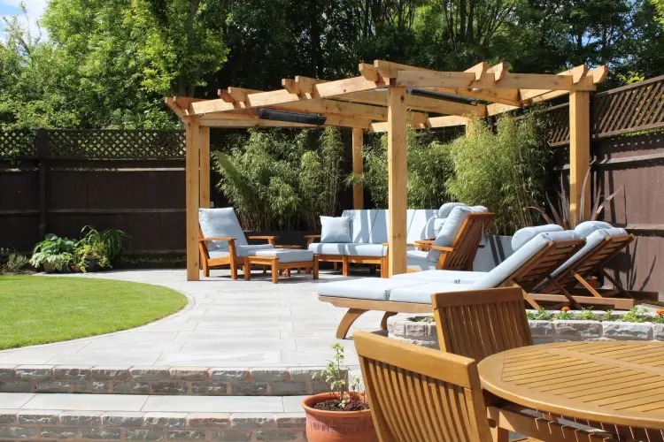 outdoor relaxation area design ideas wooden pergola