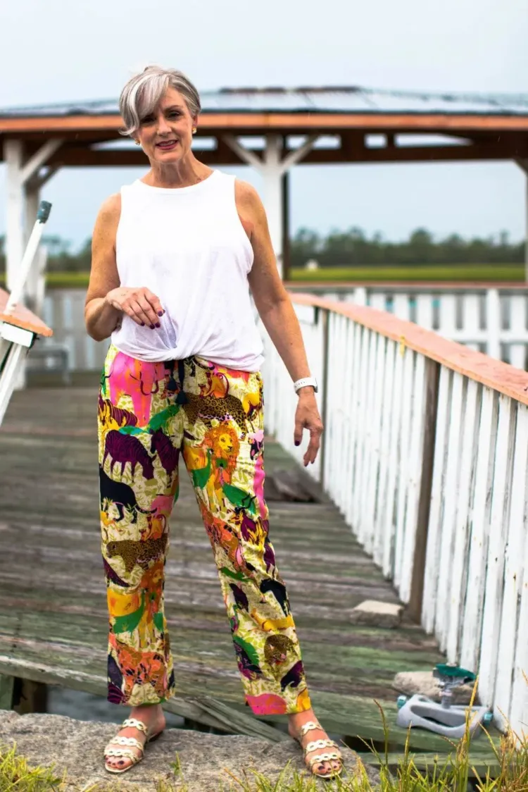 wide leg beach pants are comfortable and stylish beach outfits for women over 50