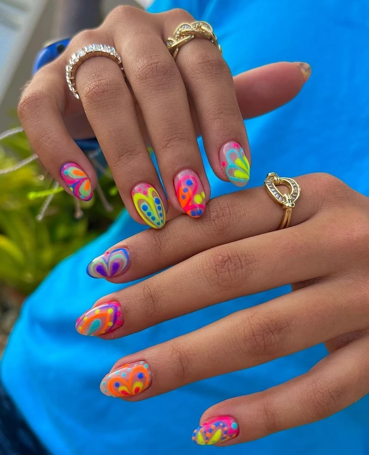 abstract nails for women over 50 with bright colors