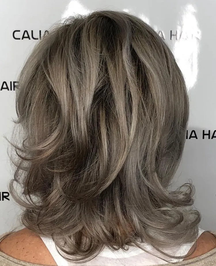 ash silver color highlights blending hair women over 50