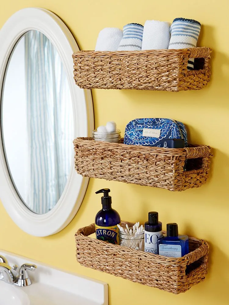 basket shelves small bathroom storage ideas diy organization hacks