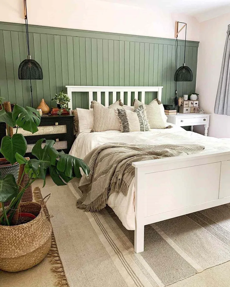 bedroom decor trends sage green white beige