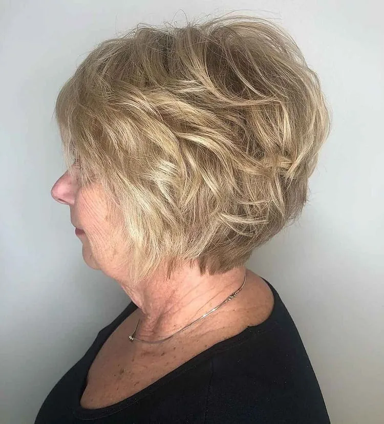 bixie cut with textured layers for women over 60 short stacked haircuts for over 60
