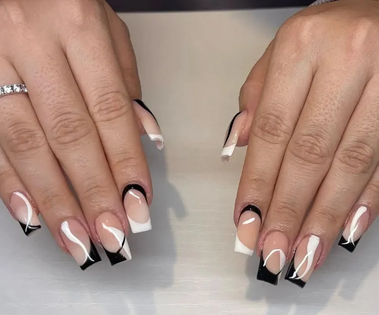 black and white manicure tuxedo manicure ideas