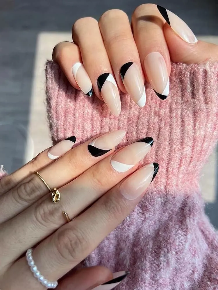 black and white nude nails elegant manicure designs