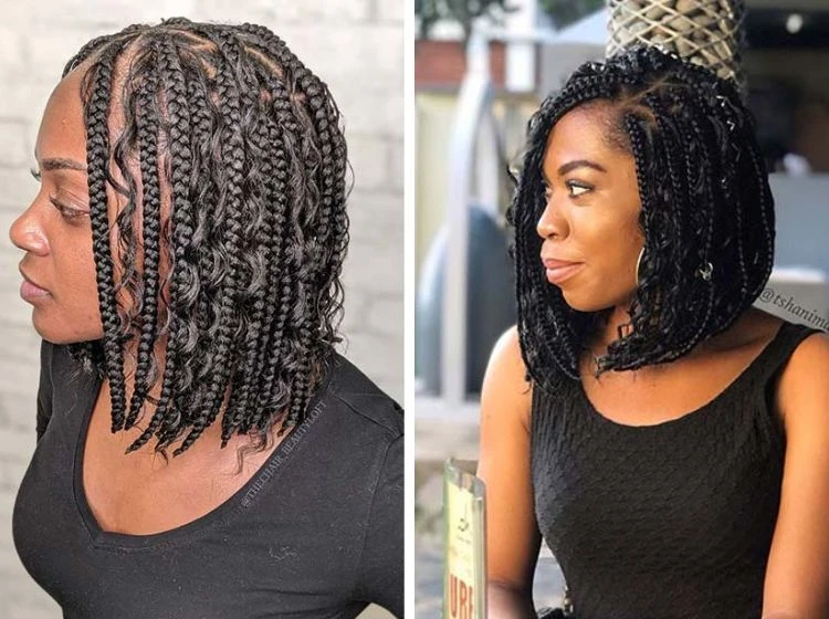 bob boho knotless box braids black women hairstyle 2023 ideas
