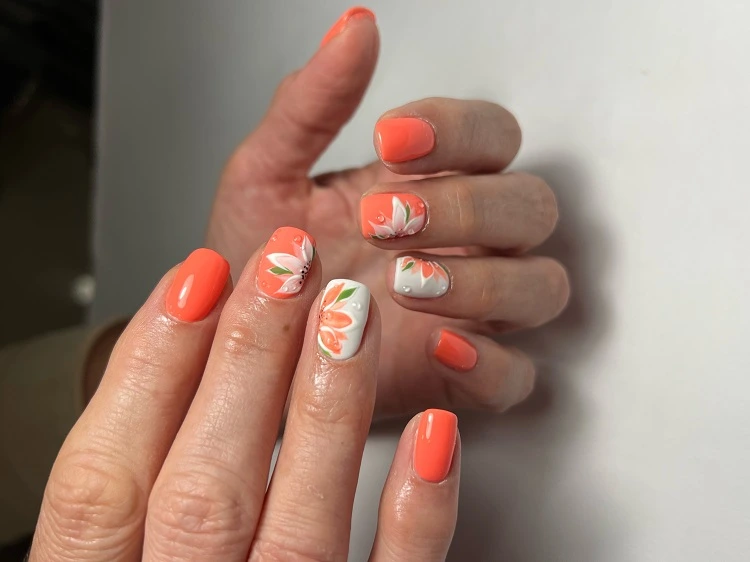 bright orange summer nails for women over 50