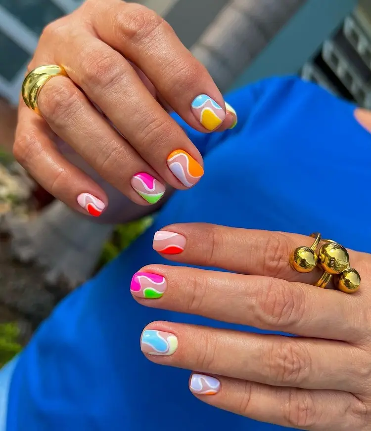 bright summer acrylic nails short women over 50